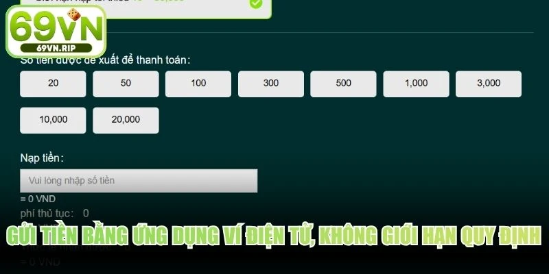 Gửi tiền bằng ứng dụng ví điện tử, không giới hạn các quy định